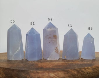 Blue Chalcedony Tower: Calming Chakra Crystal Point