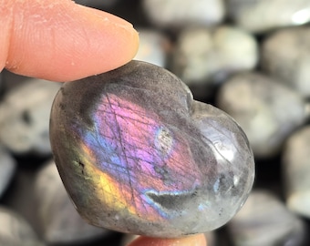 Purple Labradorite Heart Pocket Stone: Transformation Crystal