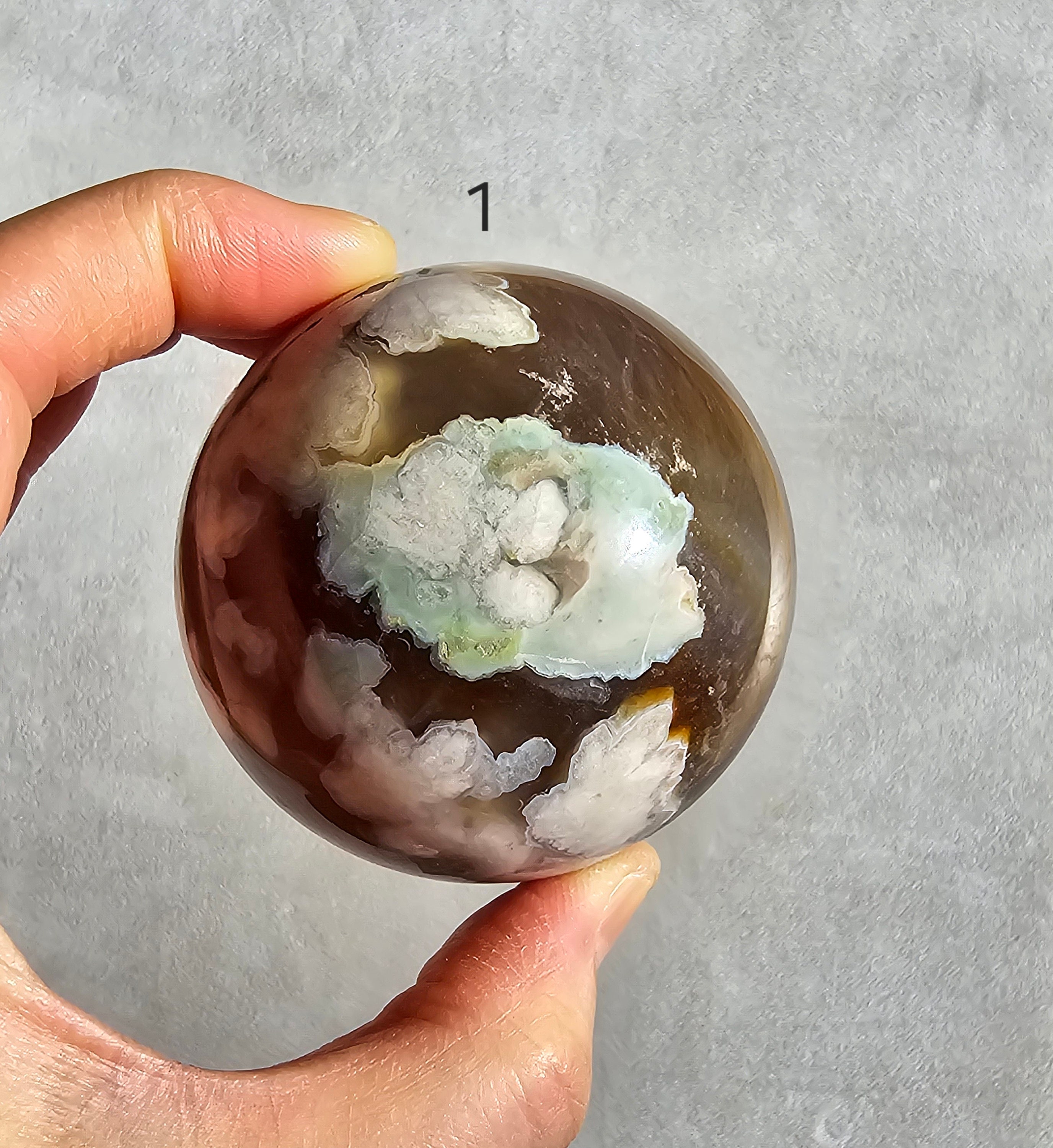 Green Flower Agate Sphere, Lavender Cherry Blossom Agate Sphere, Self Love Crystal, Calming Crystal, Healing Heart Chakra, Calming Crystal