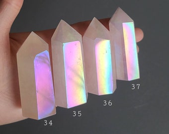 Angel Aura Rose Quartz Point: Heart Chakra Healing Crystal Tower