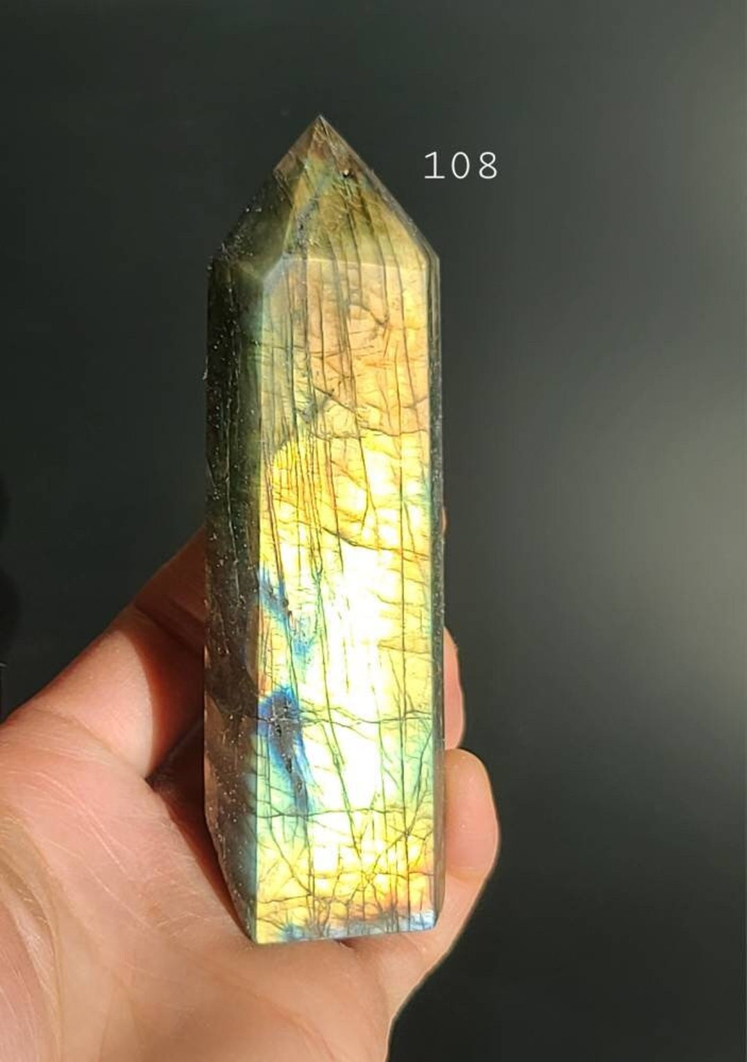 Yellow Labradorite Tower Blue Labradorite Point Protective
