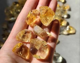 Untreated Citrine Tumble Stone: Energizing Wealth Crystal (Set of 4)