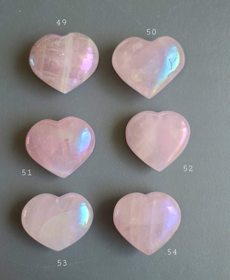 Angel Aura Rose Quartz Hearts, Raw Pink Rose Quartz Palm Stone, Healing ...