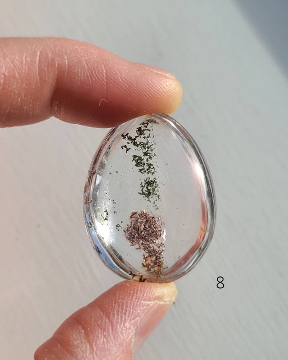 Garden Quartz Pocket Stone, Green Phantom Quartz , Lodalite