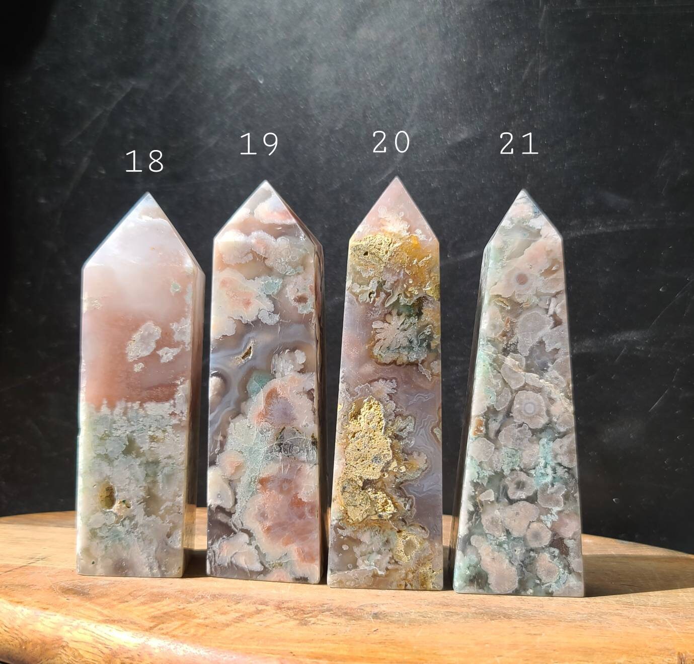 Pink Flower Agate Tower: Green & Pink Cherry Blossom Crystal - Etsy