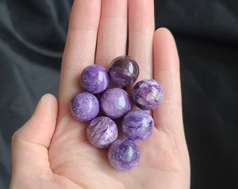 Purple Charoite Mini Spheres, Charoite Pocket Stone, Crown Chakra Crystal, Healing Heart Chakra, Healing Purple Chakra
