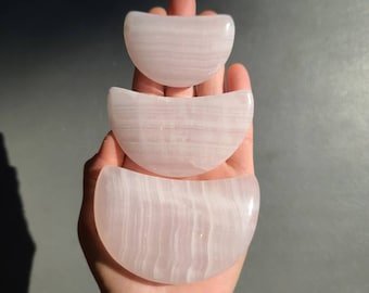 Mangano Pink Calcite Moon: UV Reactive Calming Crystal