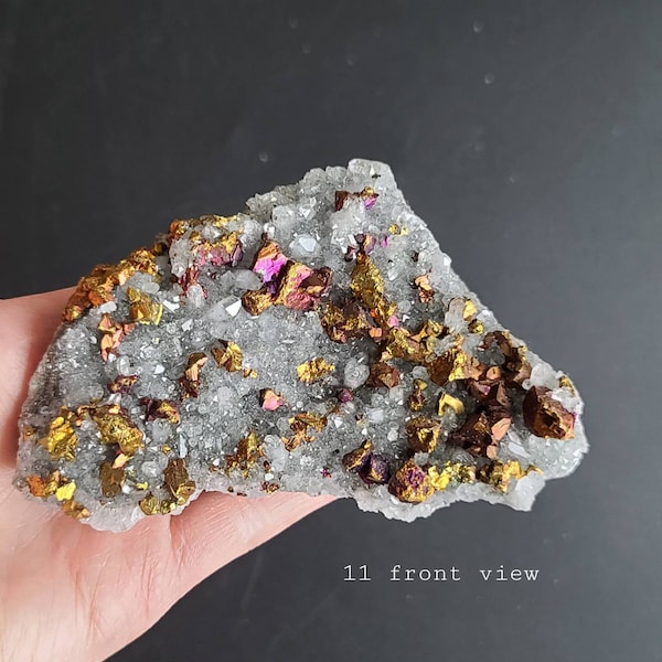 Chalcopyrite on Calcite, Pyrite on Calcite Specimen, Raw Pyrite Cluster, Manifestation Crystal, Wealth Crystal