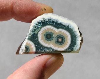 Orbicular Ocean Jasper Pocket Stone: Old Stock Green Druzy Crystal