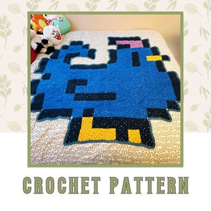 Manta cuadrada con diseño de píxeles de abuela y pollo azul de Stardew Valley