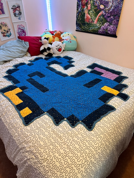 Stardew Valley Blue Chicken Granny Square Blanket Pixel Motif - Etsy