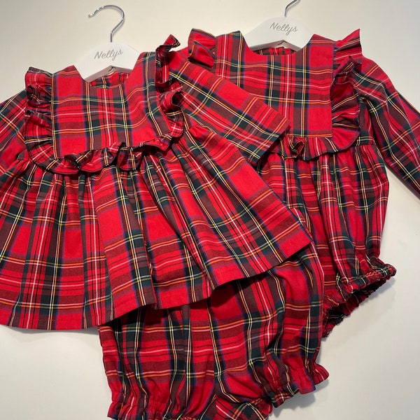 Childs tartan Ruffle Romper or dress