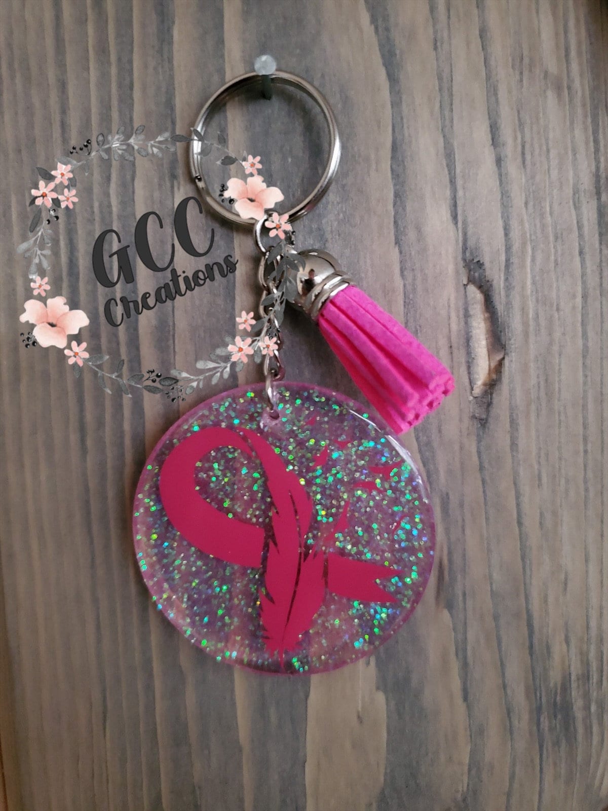 Breast Cancer Awareness Glitter Custom Acrylic Keychain with Etsy