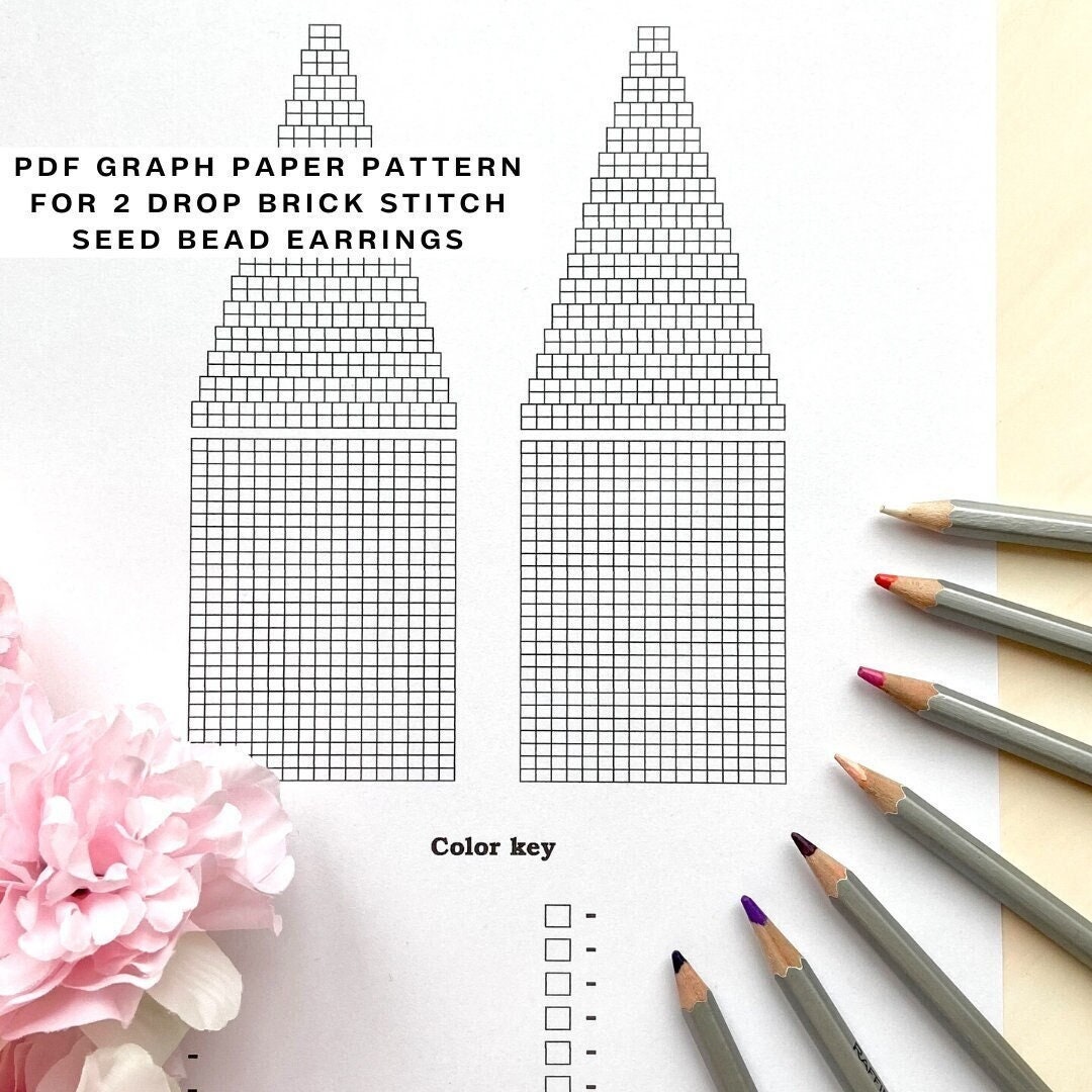 Beading Graph Paper for Brick Stitch Fringe Seed Bead Earring