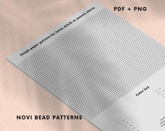 Plantilla de peyote con puntada de ladrillo en papel cuadriculado para abalorios (PDF) y patrón de cuentas de semillas para manualidades.