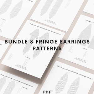 Paquete de papel cuadriculado para abalorios (8 piezas) con patrón para pendientes de flecos con punto ladrillo y plantilla para cuentas de semillas