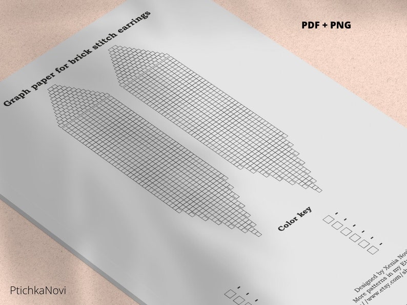 Beading Graph Paper Pattern for Brick Stitch Long Fringe Earrings Seed Bead Earring Patterns