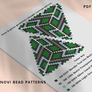 Triangle peyote stitch earrings pattern PDF Seed bead geometric earrings Delica beadwork chart