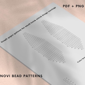 Beading graph paper pattern for Creating small brick stitch fringe earrings design DIY beaded jewelry template for seed bead weaving