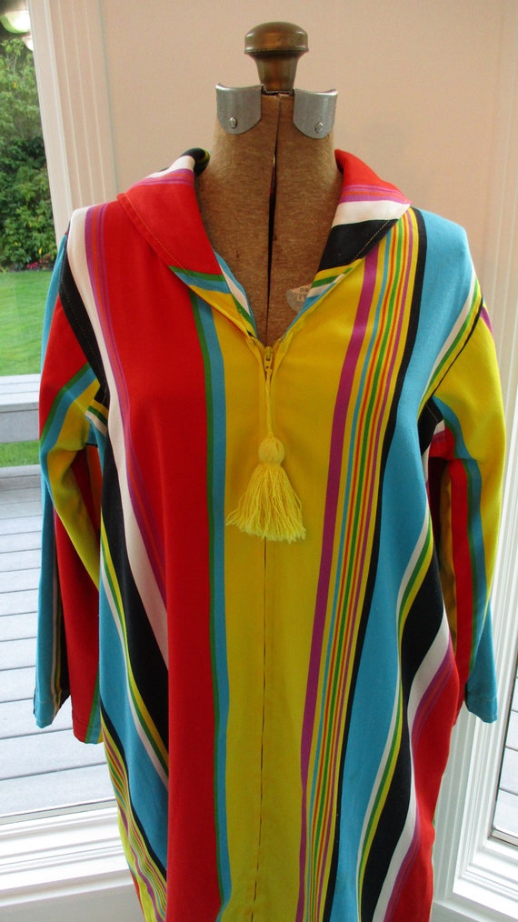 Vintage 1970s Caftan- Striped Cotton Caftan by I.