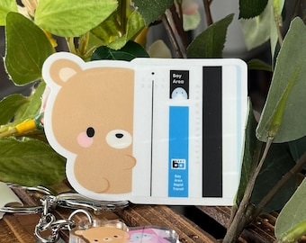 Pegatina de vinilo transparente para boleto de BART con forma de oso de peluche - Regalo del Área de la Bahía