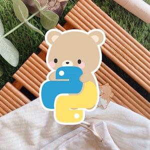Python Logo Brown Bear Toffee Vinyl Weatherproof Waterproof Sticker ...