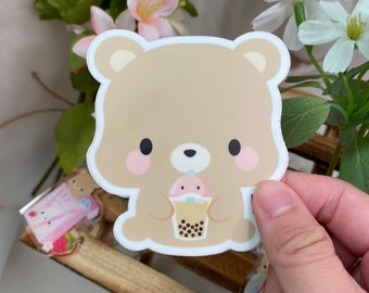 Brown Bear Toffee Boba Penguin Vinyl Sticker