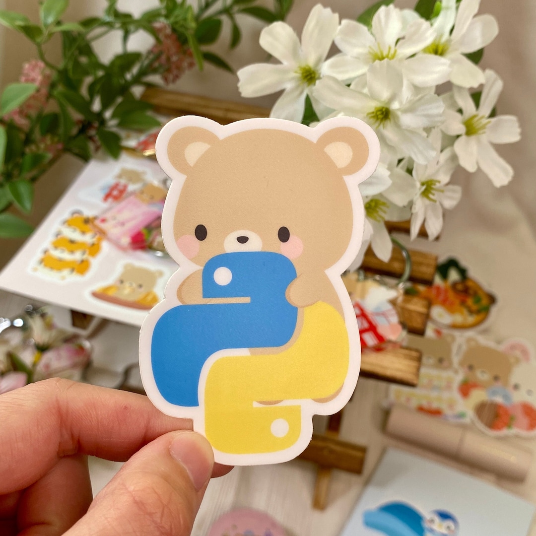 Python Logo Brown Bear Toffee Vinyl Weatherproof Waterproof Sticker ...