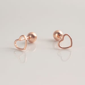 Tiny Heart Glossy Sweet Earrings • Sterling Silver Women's Stud Mini Earrings • Minimalist Handmade • silver/gold/rose gold • Gift for her