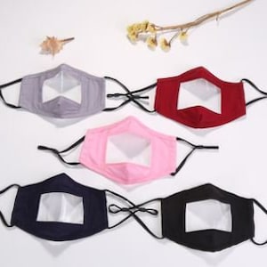 Clear Face Mask for ASL, Teacher, Lip Reading, Hard of hearing Deaf,Adjustable Ear Loops,Washable