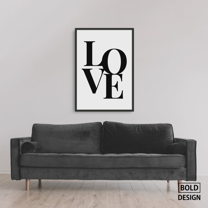Moderne Liebe Zeichen Wand poster elegant über Bett ...