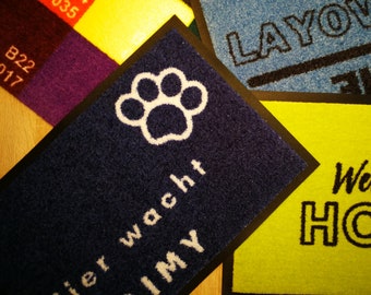 Personalisierte Fußmatte mit Hunde/Katzennamen WASCHBAR ca. 60x40 cm- ideales Geschenk