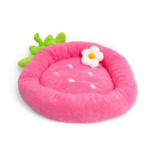 TONBO Strawberry Pet Bed with Daisy Crinkle Toy