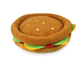 TONBO Soft Plush 24" Cute and Cozy Burger Dog Cat Bed, Washer and Dryer Friendly (Burger)