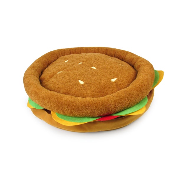 TONBO Soft Plush 24" Cute and Cozy Burger Dog Cat Bed, Washer and Dryer Friendly (Burger)