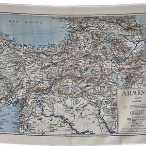 Carte de l'Arménie Map Cloth Banner from 1919