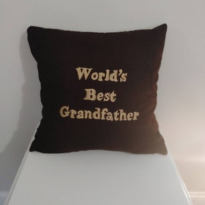 happy fathers day, grand pa, gift for grandpa, Chocolate Brown Velvet Cushion, customized cushion