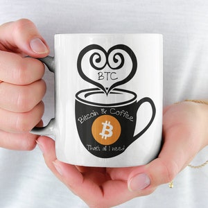 Bitcoin and Coffee Mug | Bitcoin Mug | BTC Crypto Cup | Cryptocurrency Gift