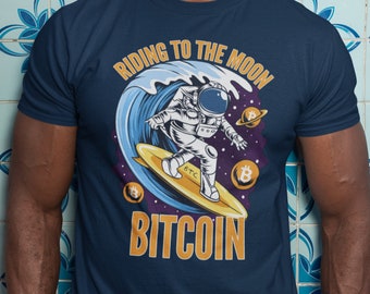 Riding To The Moon Bitcoin Shirt | Bitcoin Gift | BTC tshirt | Cryptocurrency Funny Shirt Unisex