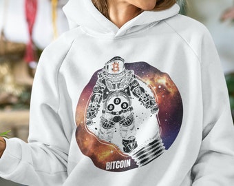 Bitcoin Abstract Light Bulb Space Hoodie | Bitcoin Hoodie | Bitcoin Hooded Sweatshirt | Cryptocurrency Hoodie