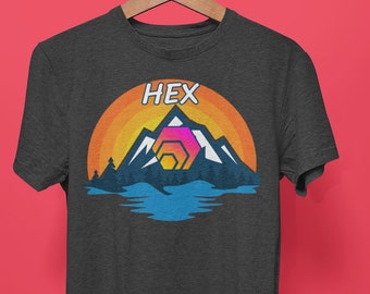 HEX Mountain Sunset Shirt | HEX tshirt | Cryptocurrency tee | HEX Crypto unisex tee