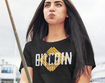 Chemise Bitcoin Modern Deco Grunge | Bitcoin Crypto Tee - France | Crypto-monnaie T-shirt | Blockchain - France | Manches courtes Unisex
