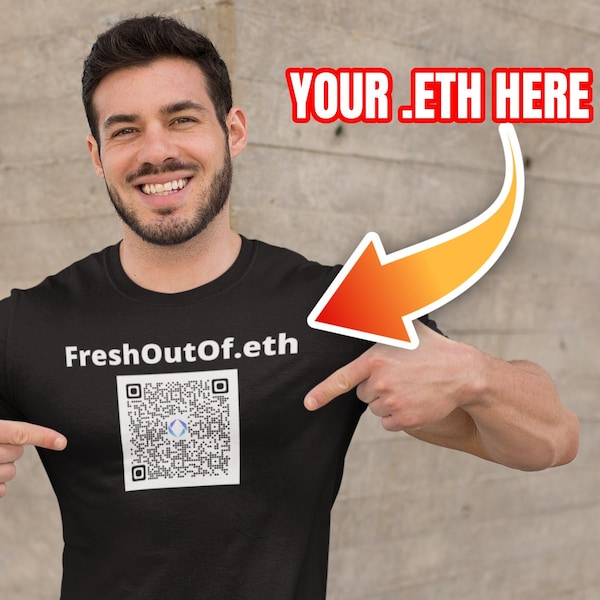 Ich drucke deine ENS .eth Domain auf ein Shirt | Custom NFT Crypto T-Shirt | Kunst aus Der 30er Jahre