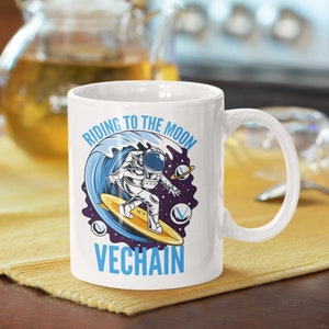 VeChain Riding To The Moon Mug | VeChain Coffee Mug | Ripple VeChain Crypto Cup | Cryptocurrency Gift
