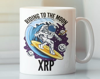 XRP Riding To The Moon Mug | XRP Koffiemok | Ripple XRP Crypto Cup | Cryptocurrency Cadeau