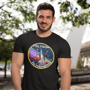 Polygon To The Moon Rocket Shirt | Polygon Crypto T Shirt | MATIC coin Cryptocurrency unisex tee