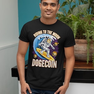 Riding To The Moon Dogecoin Shirt | Dogecoin Gift | DOGE tshirt | Cryptocurrency Tee Unisex
