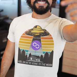 Polygon shirt | HODL on we&#39;re going to the moon | Crypto T shirt | MATIC Cryptocurrency tshirt
