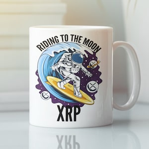 XRP Riding To The Moon Mug | XRP Coffee Mug | Ripple XRP Crypto Cup | Cryptocurrency Gift