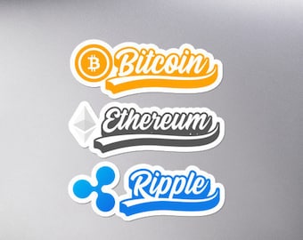 Bitcoin Ethereum Ripple XRP Sticker 2 Pack | Crypto Stickers | Cryptocurrency Stickers